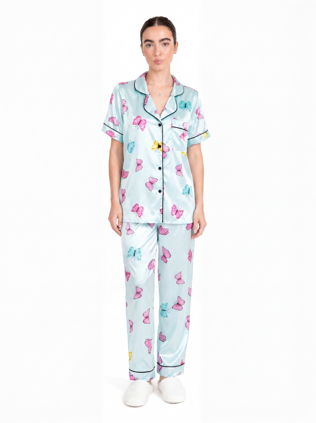 BUTTERFLY PRINT SATIN SET