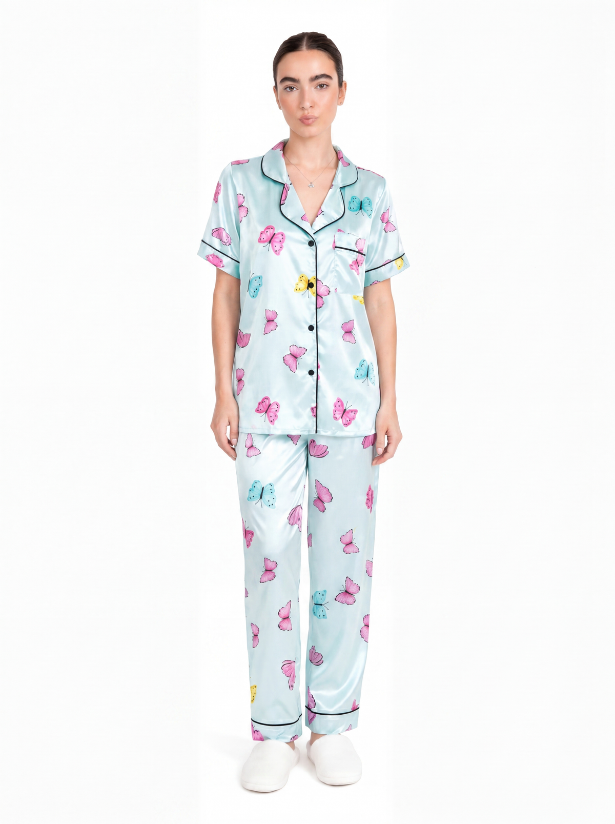 BUTTERFLY PRINT SATIN SET