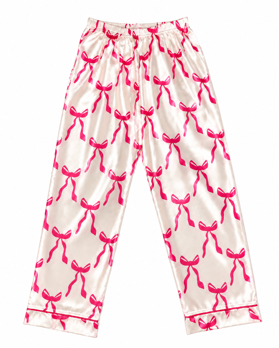 PINK BOW SATIN SET