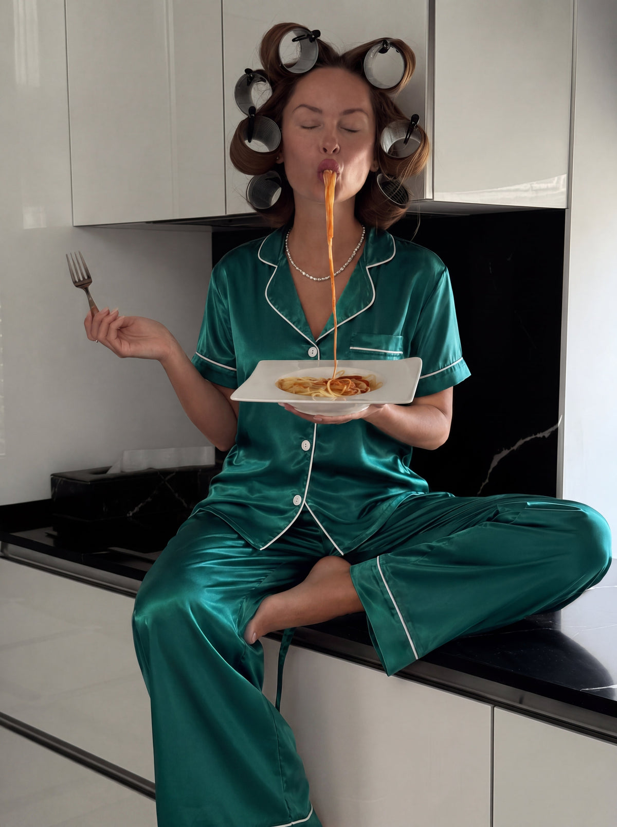 EMERALD SATIN SET