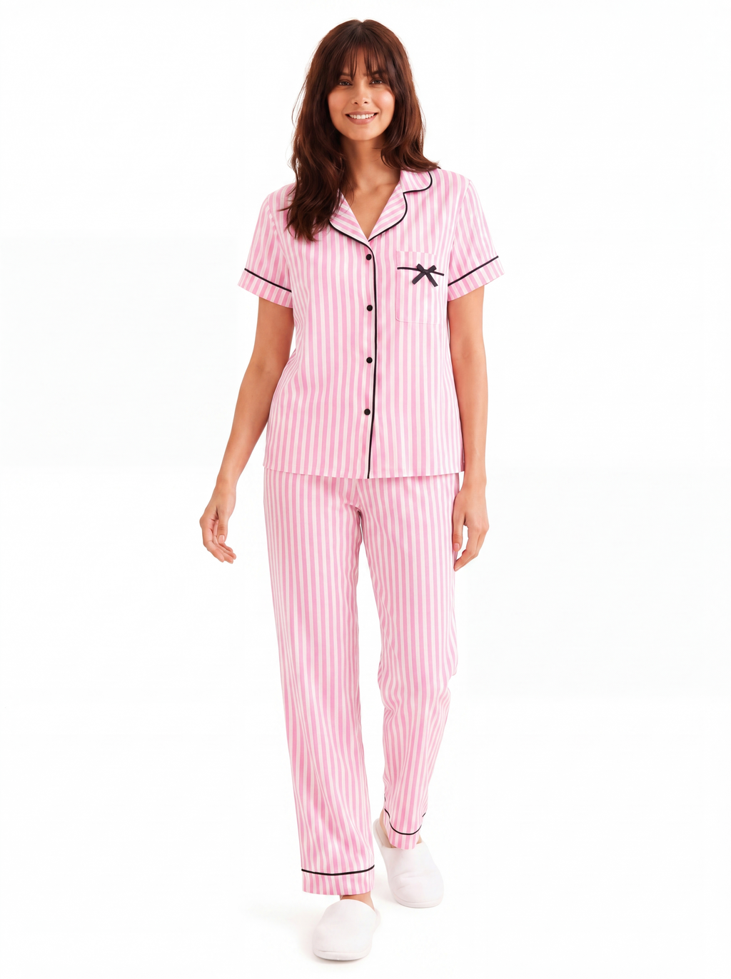 PINK STRIPE SATIN SET